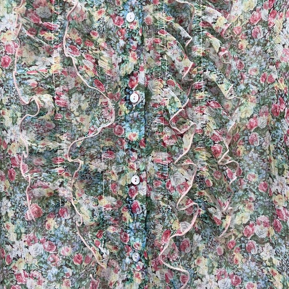 Zara Floral Sheer with floral design Blouse small - Picture 8 of 10